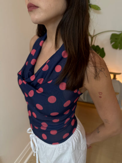 HOLLY Polkadot cowl halter top