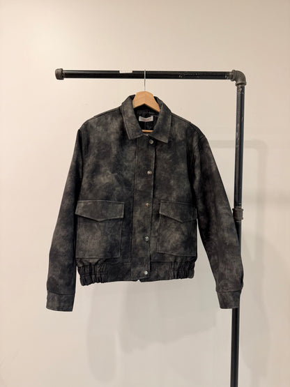 SHOW Washed faux leather bomber