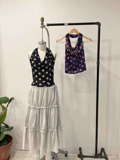 HOLLY Polkadot cowl halter top
