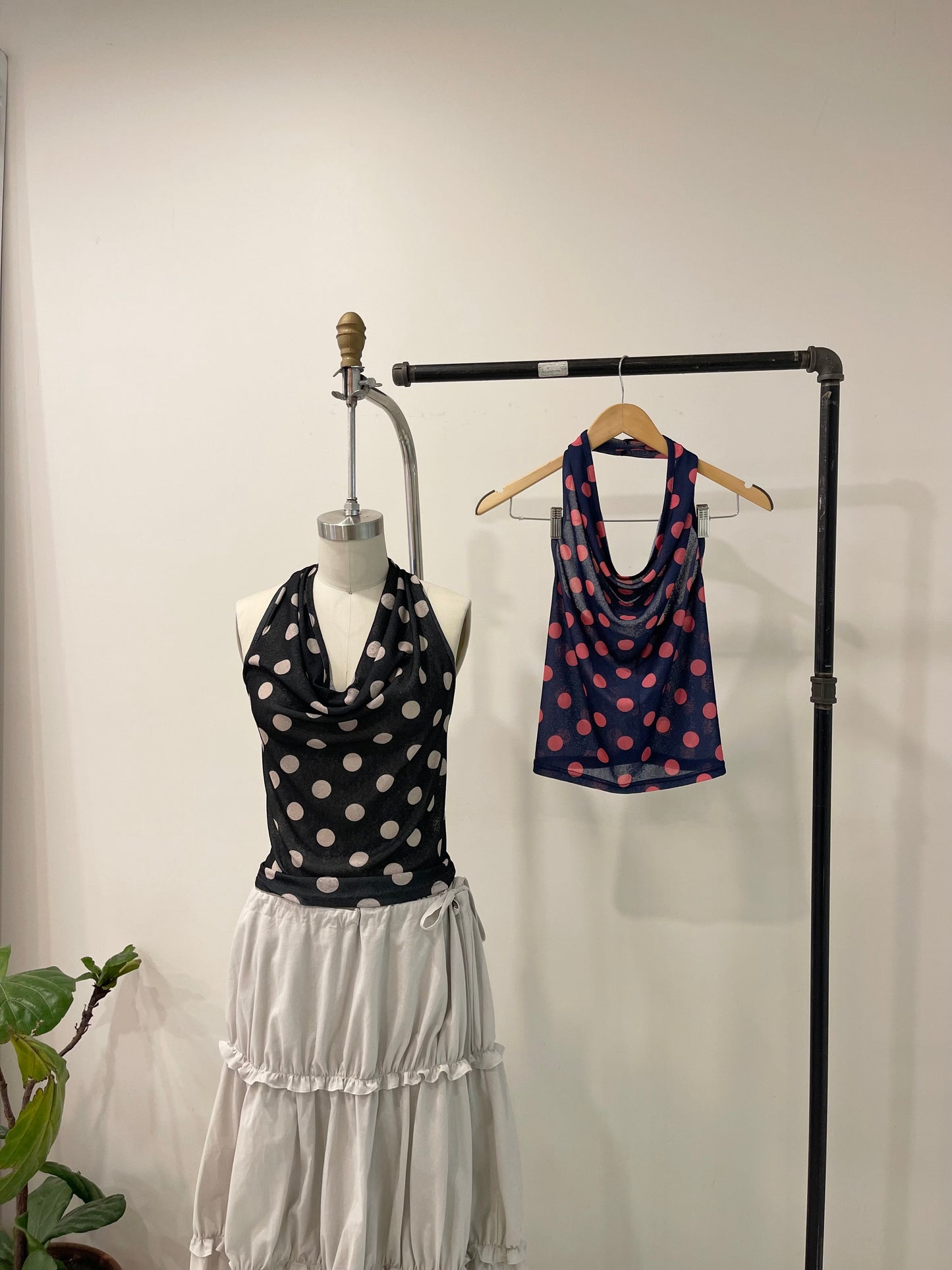 HOLLY Polkadot cowl halter top