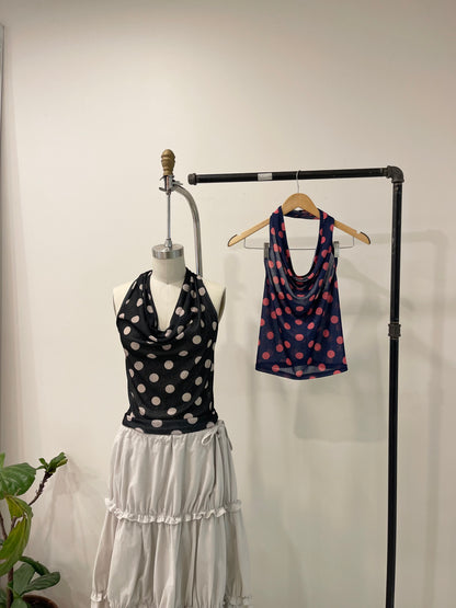 HOLLY Polkadot cowl halter top