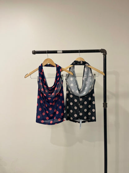 HOLLY Polkadot cowl halter top
