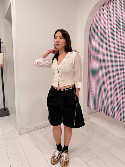 VOICE Black denim shorts
