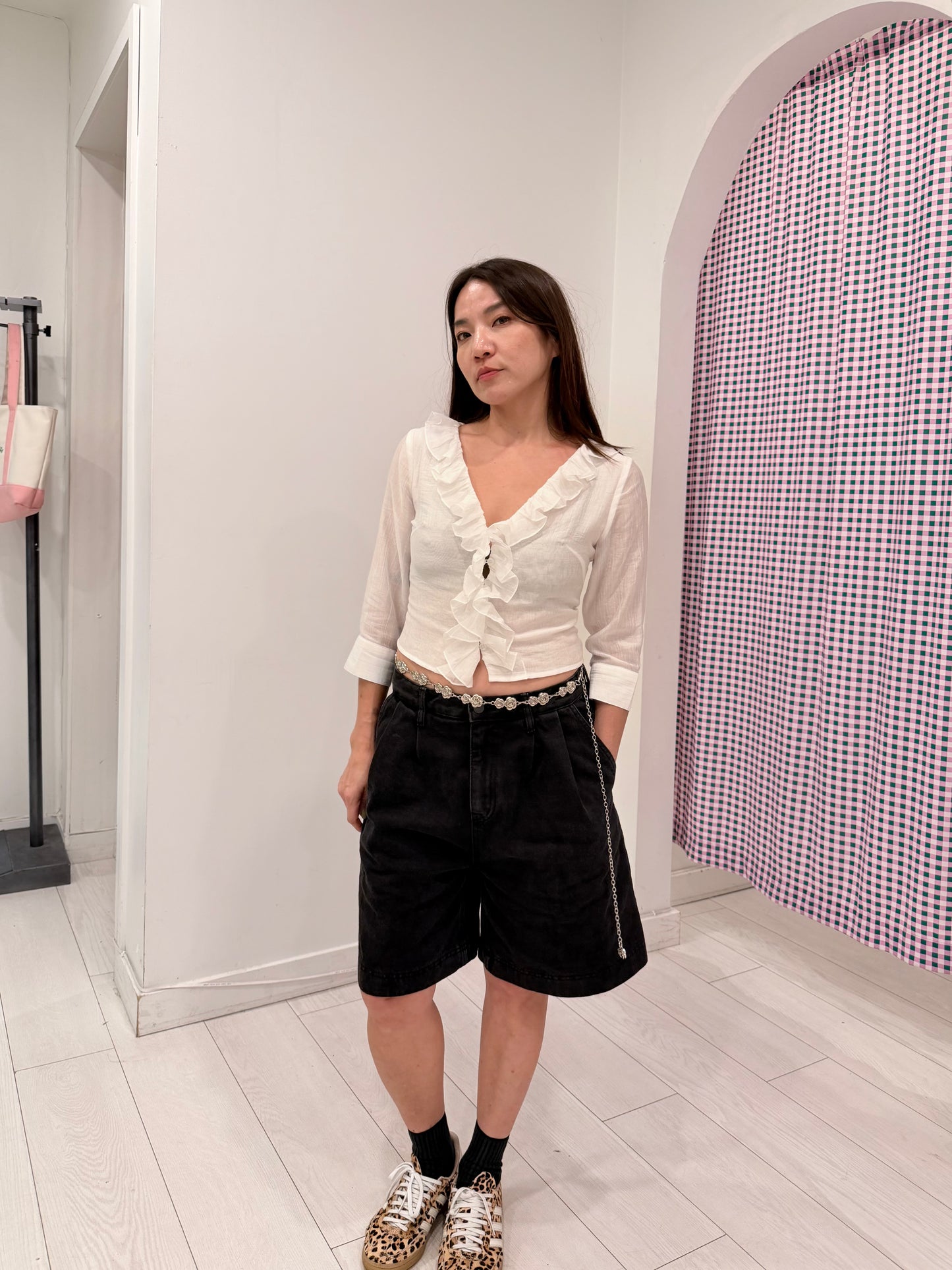 VOICE Black denim shorts