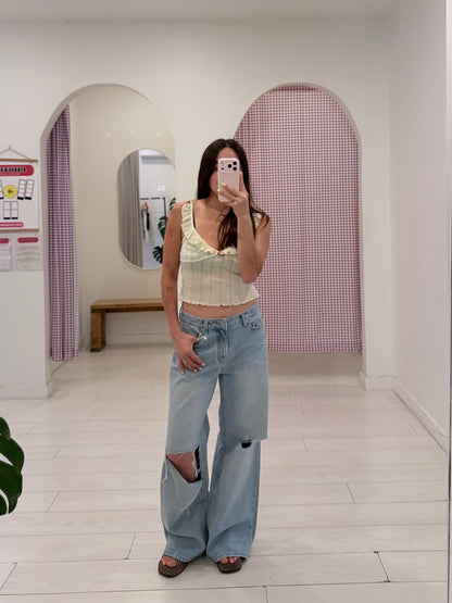 DORA Ripped wide-leg jeans