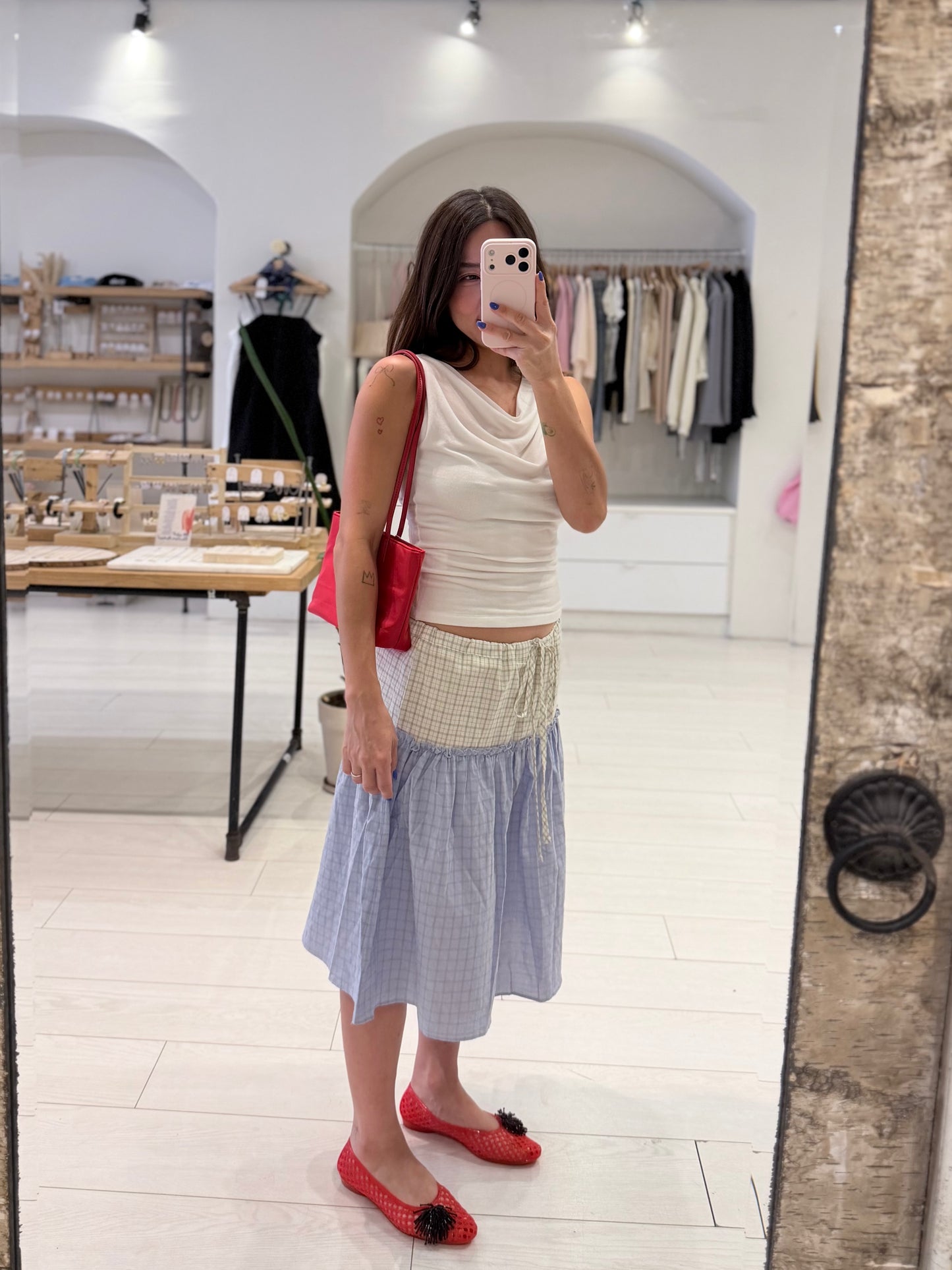 TABBY Windowpane skirt