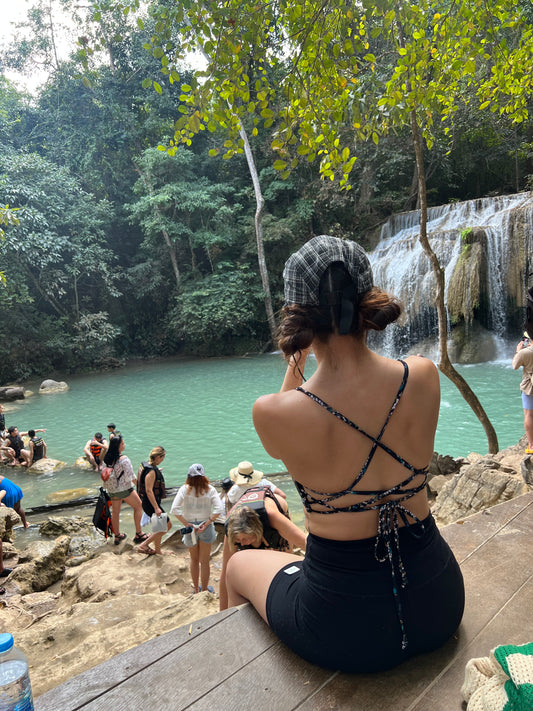 PHAM Plaid drawstring cap