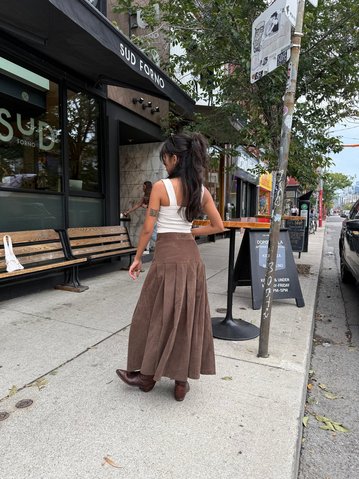 LUCKY Corduroy pleated maxi skirt
