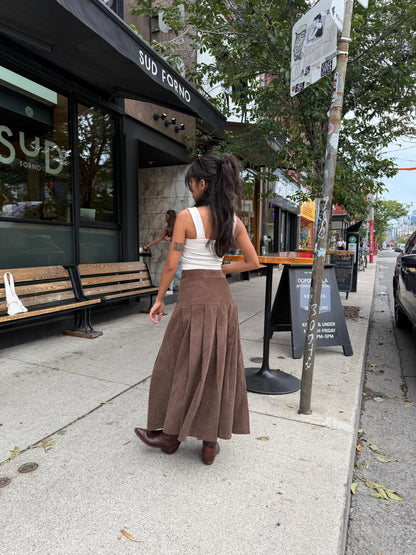 LUCKY Corduroy pleated maxi skirt