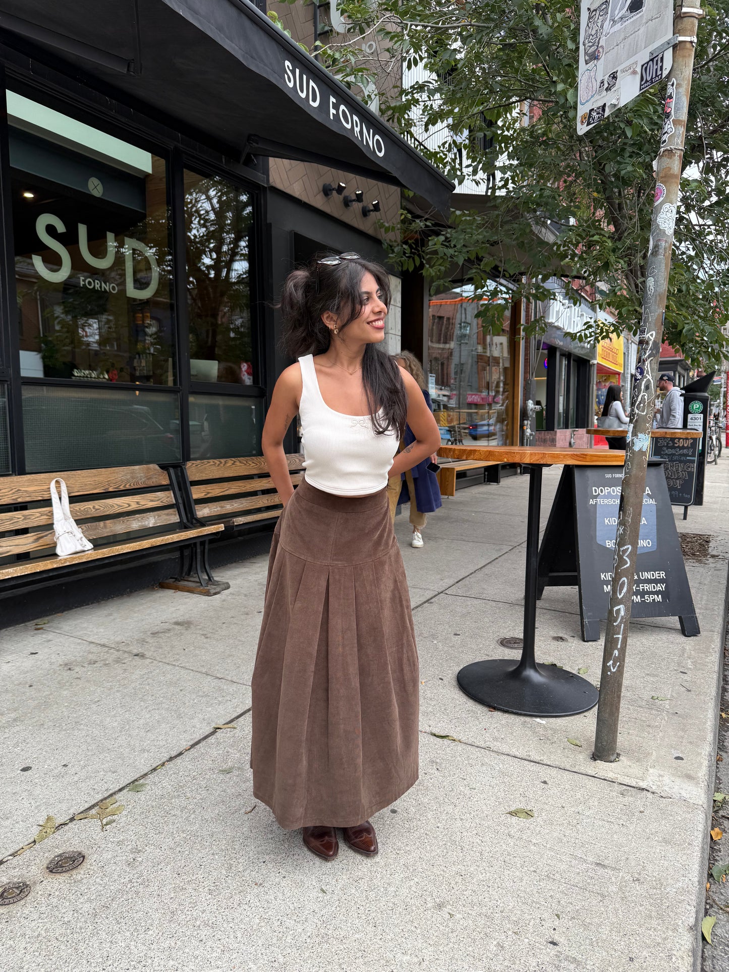 LUCKY Corduroy pleated maxi skirt
