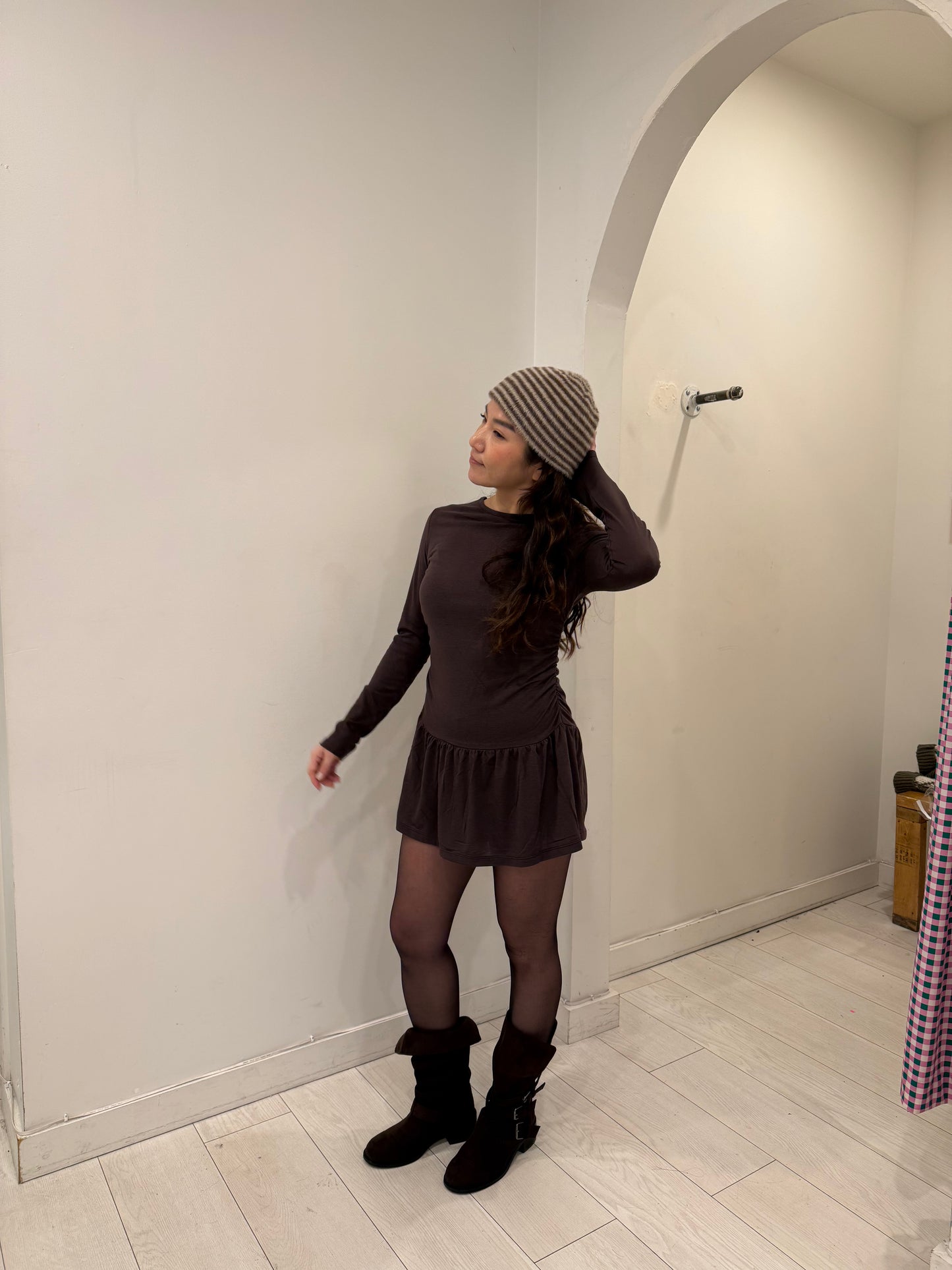 ROYEL Stripe fuzzy toque