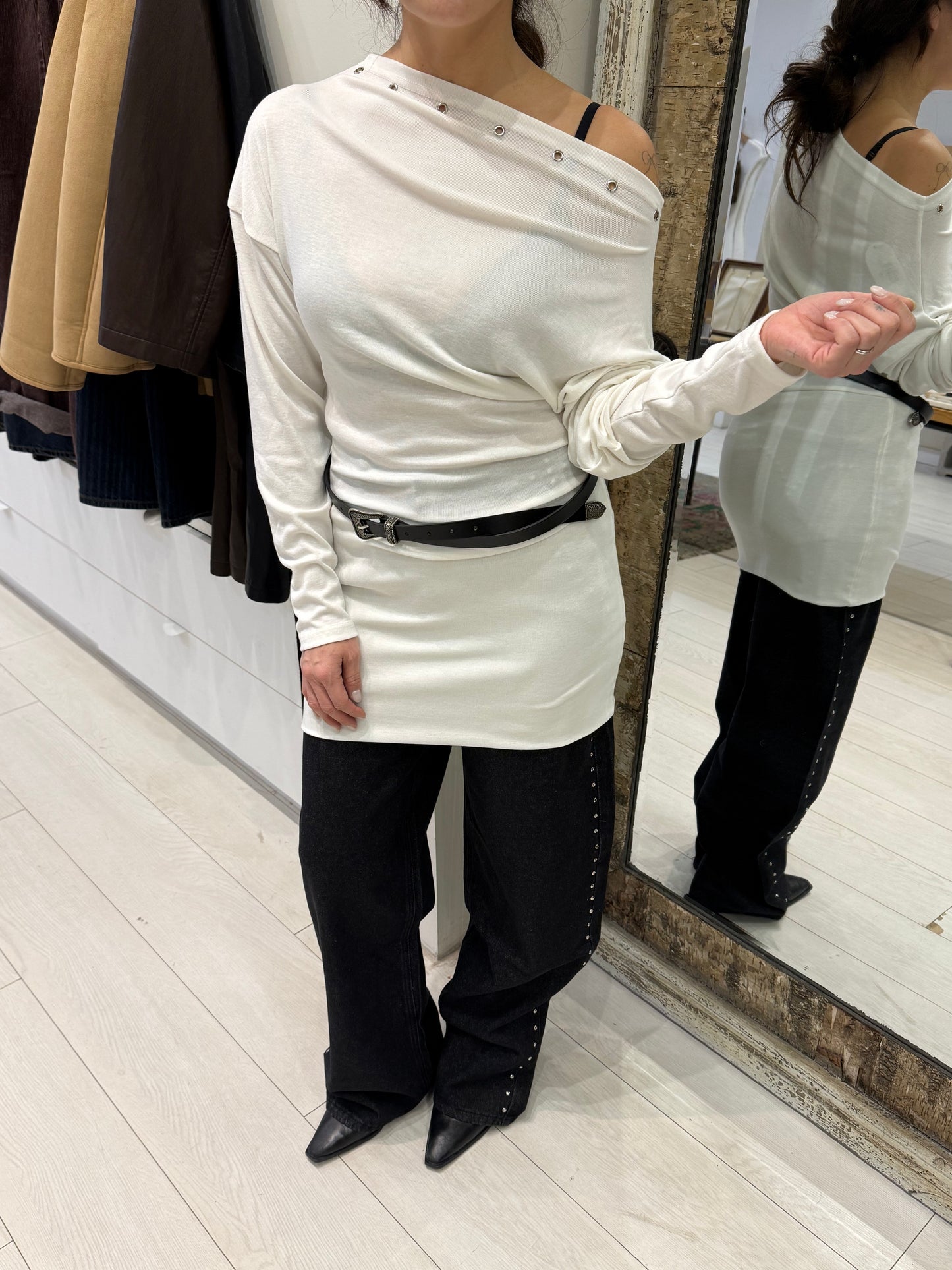 BOUT One shoulder grommet dress