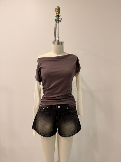 ALIA Black washed jean shorts