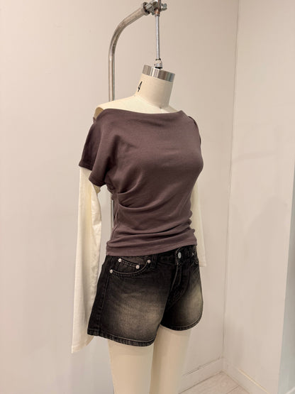 ALIA Black washed jean shorts