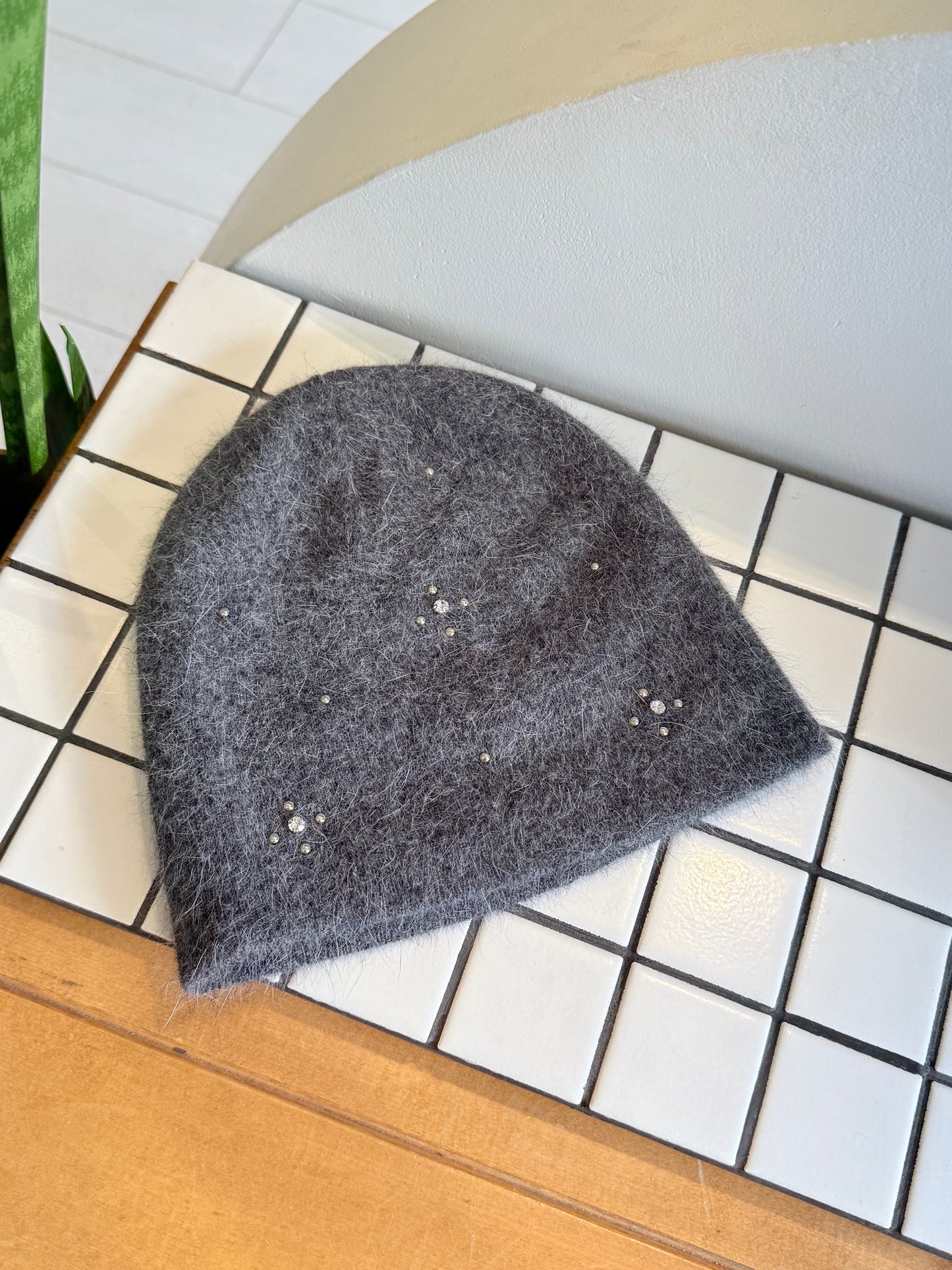 TIDE Beaded angora beanie