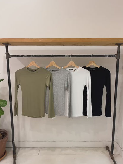 TOVIO Ribbed basic long sleeve top