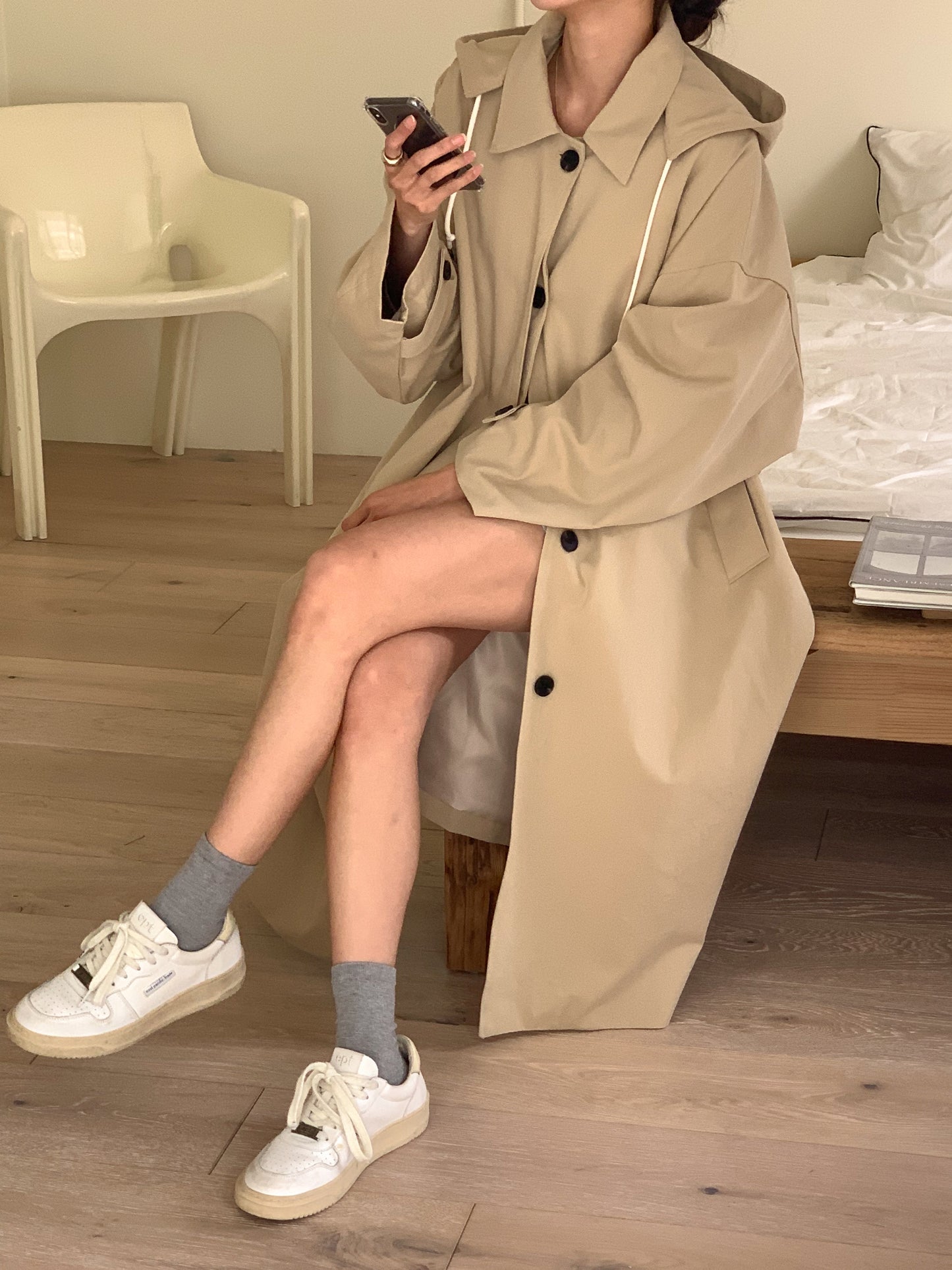 TYRA Hooded trench coat