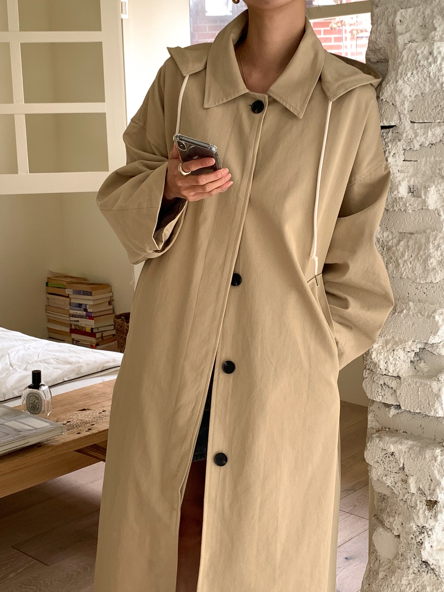 TYRA Hooded trench coat
