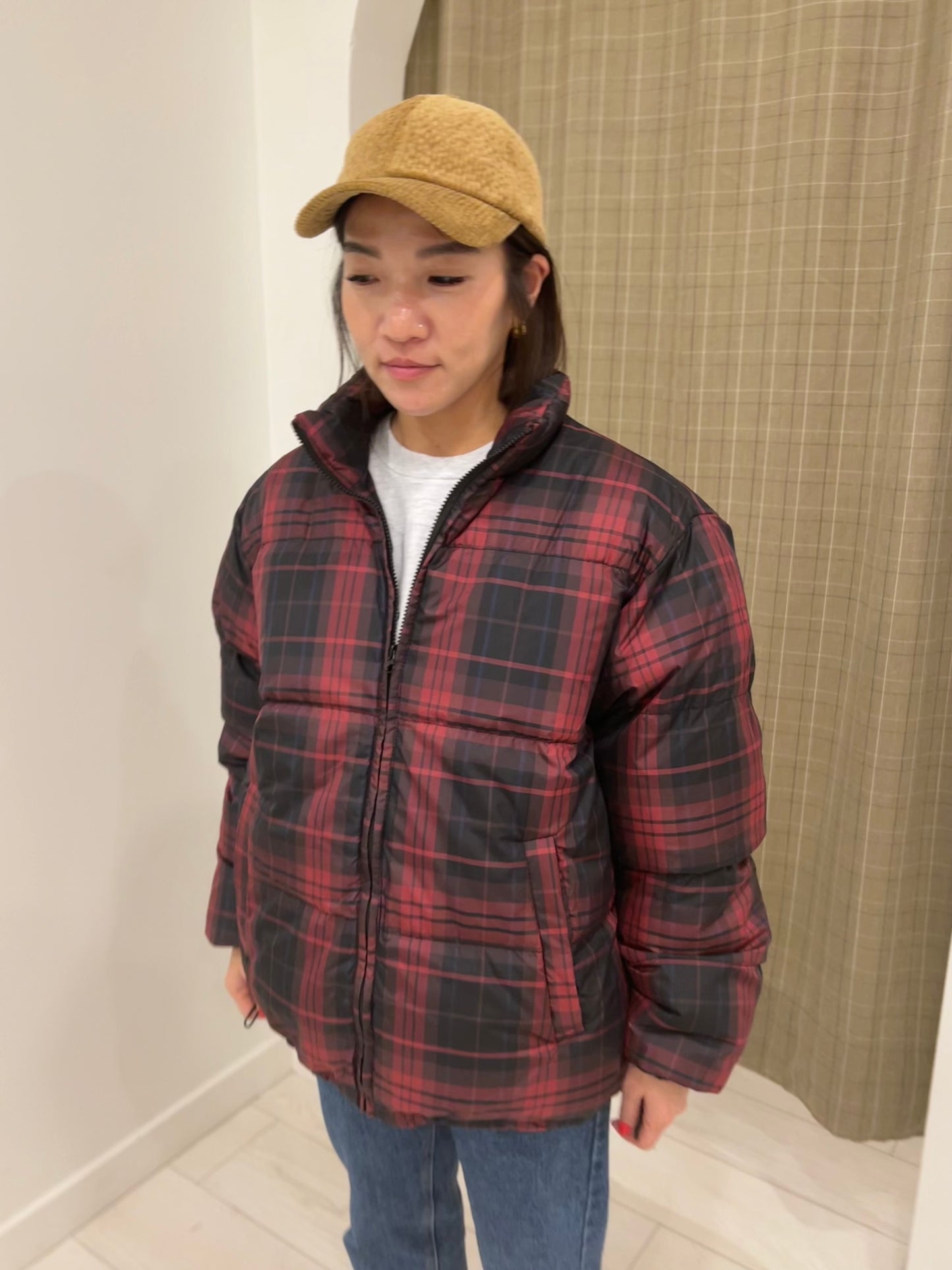 WOOD Plaid puffer jacket