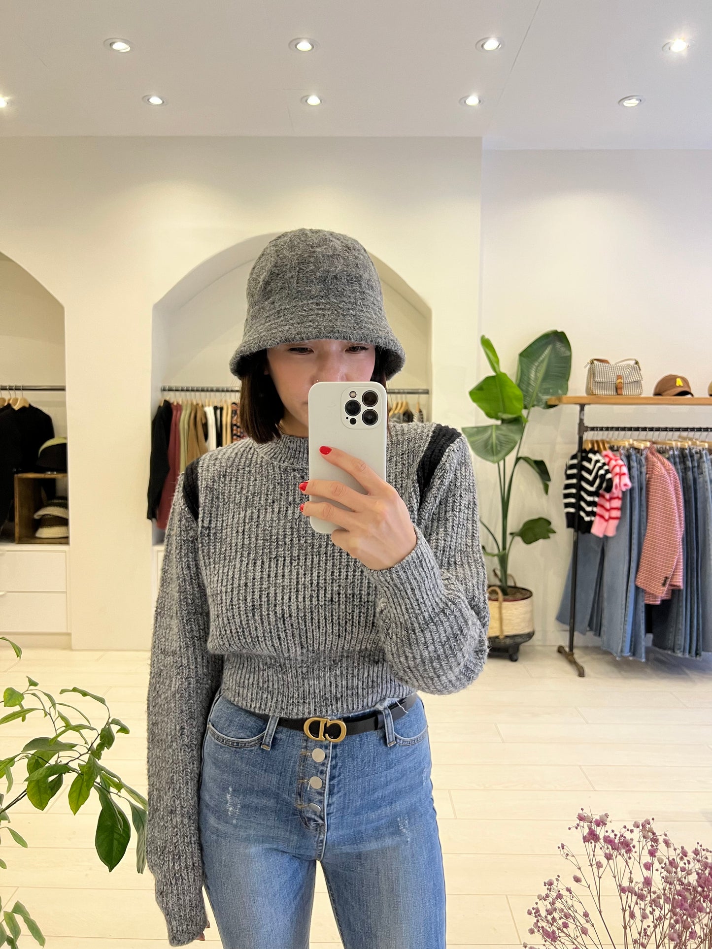 SCONE Cable-knit bucket hat